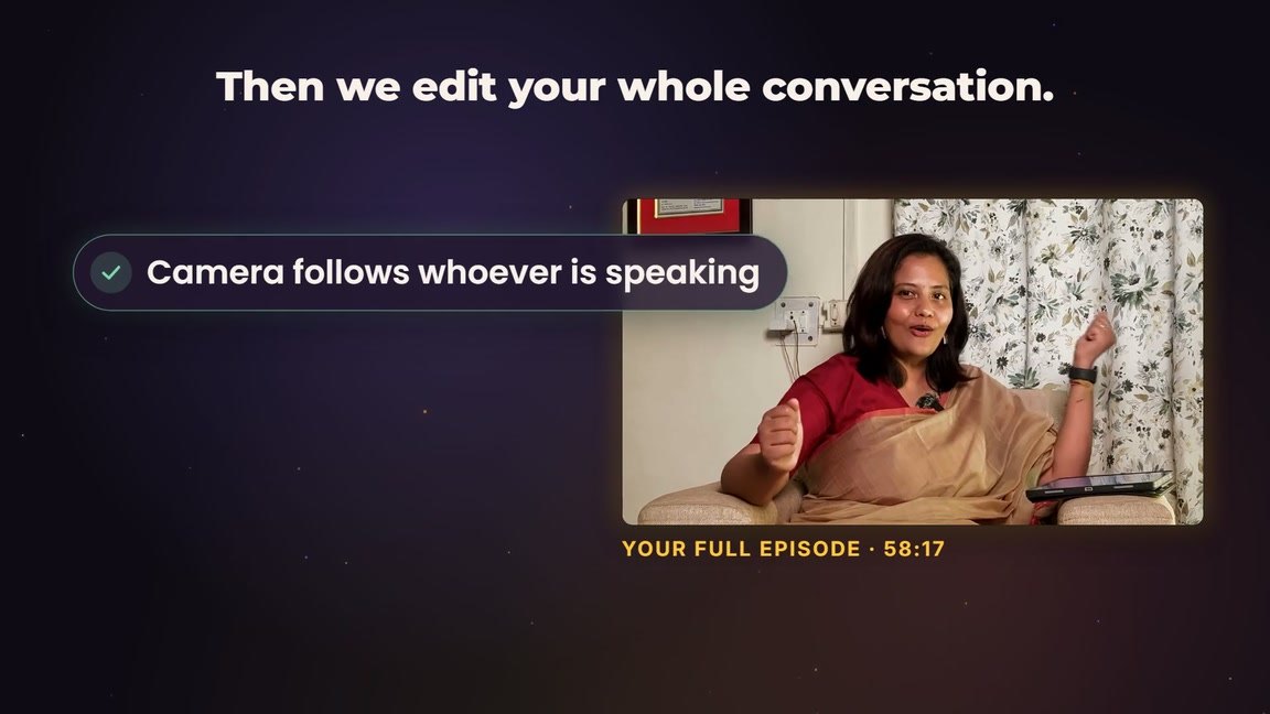 The whole conversation edited, the camera following whoever is speaking